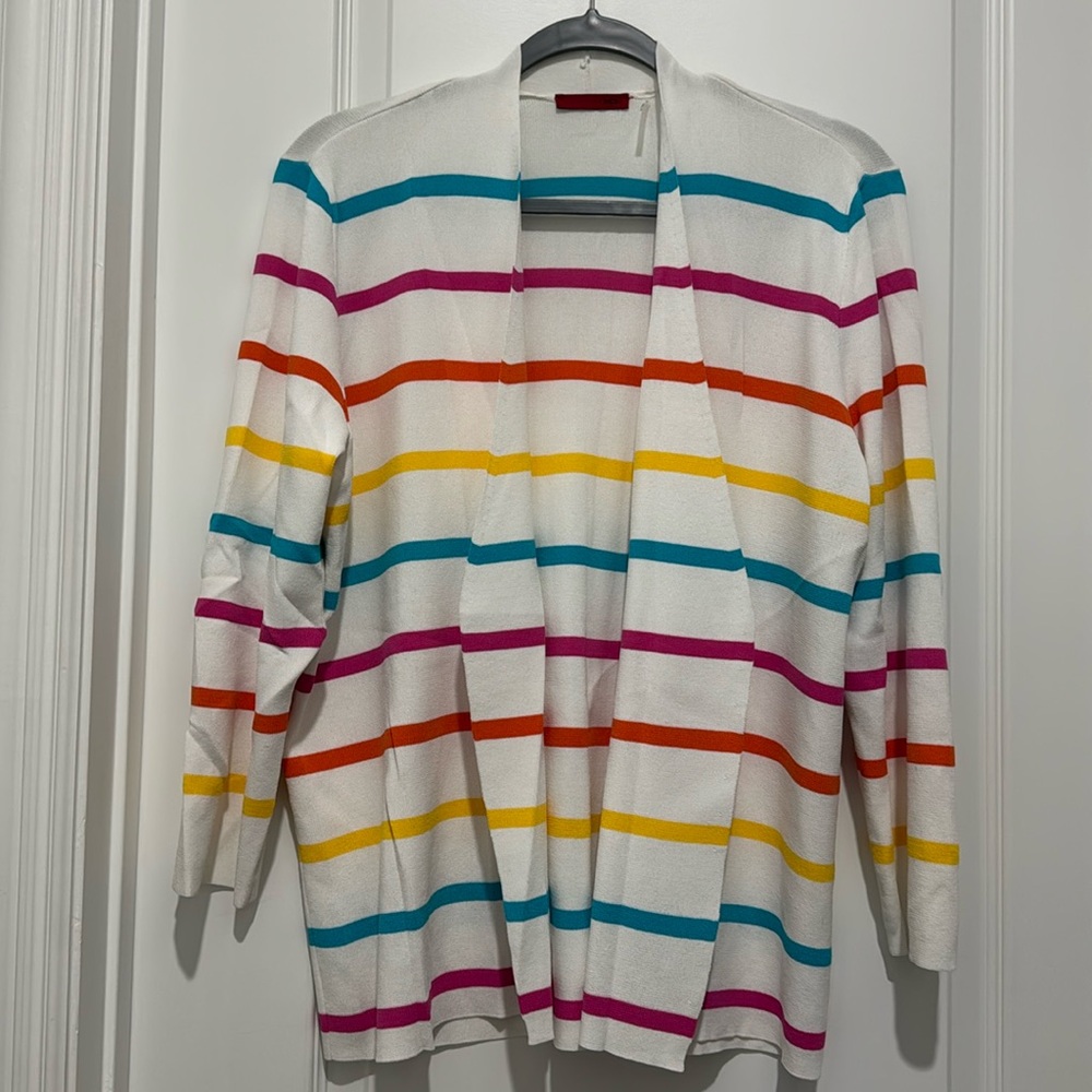 Women’s RED multicolored open cardigan - XL - NWOT